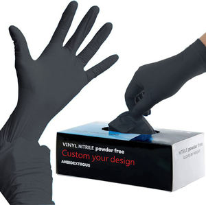 Guantes protectores de vinilo de nitrilo negro de 9 pulgadas gruesos de alta calidad, guantes de seguridad alimentaria para peluquero sin polvo - Product Image 1