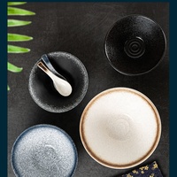 Grand bol à ramen en céramique noire de 8 pouces pour restaurant japonais, idéal pour servir le pho