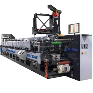 RTRY-350 8 color pp label cold stamp air shaft roll to roll flexo graphic print machines