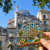 Aimants de réfrigérateur personnalisés en métal écologique, souvenirs de voyage de la ville de Barcelone, Espagne, vente en gros