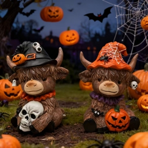 Cruz frontera Halloween nuevo lindo tonto Highland <span class=keywords><strong>vaca</strong></span> resina estatua 8*8*10,5 cm moderno Simple interior al aire libre vacaciones decoración hogar - Product Image 1