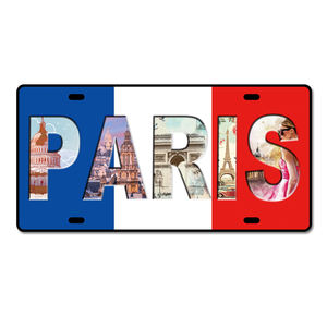 Impression de logo personnalisé en aluminium souvenir touristique voiture française Paris France plaque d'immatriculation - Product Image 1