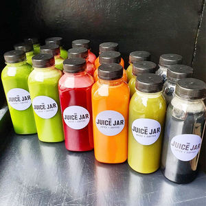 Disposable Beverage Juice Food Grade PET Transparent Plastic Bottle With Lid