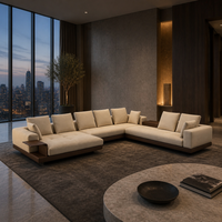 Canapé sectionnel en tissu incurvé minimaliste italien, canapé rond avec chaise longue et table d'appoint, base de luxe pour salon de villa