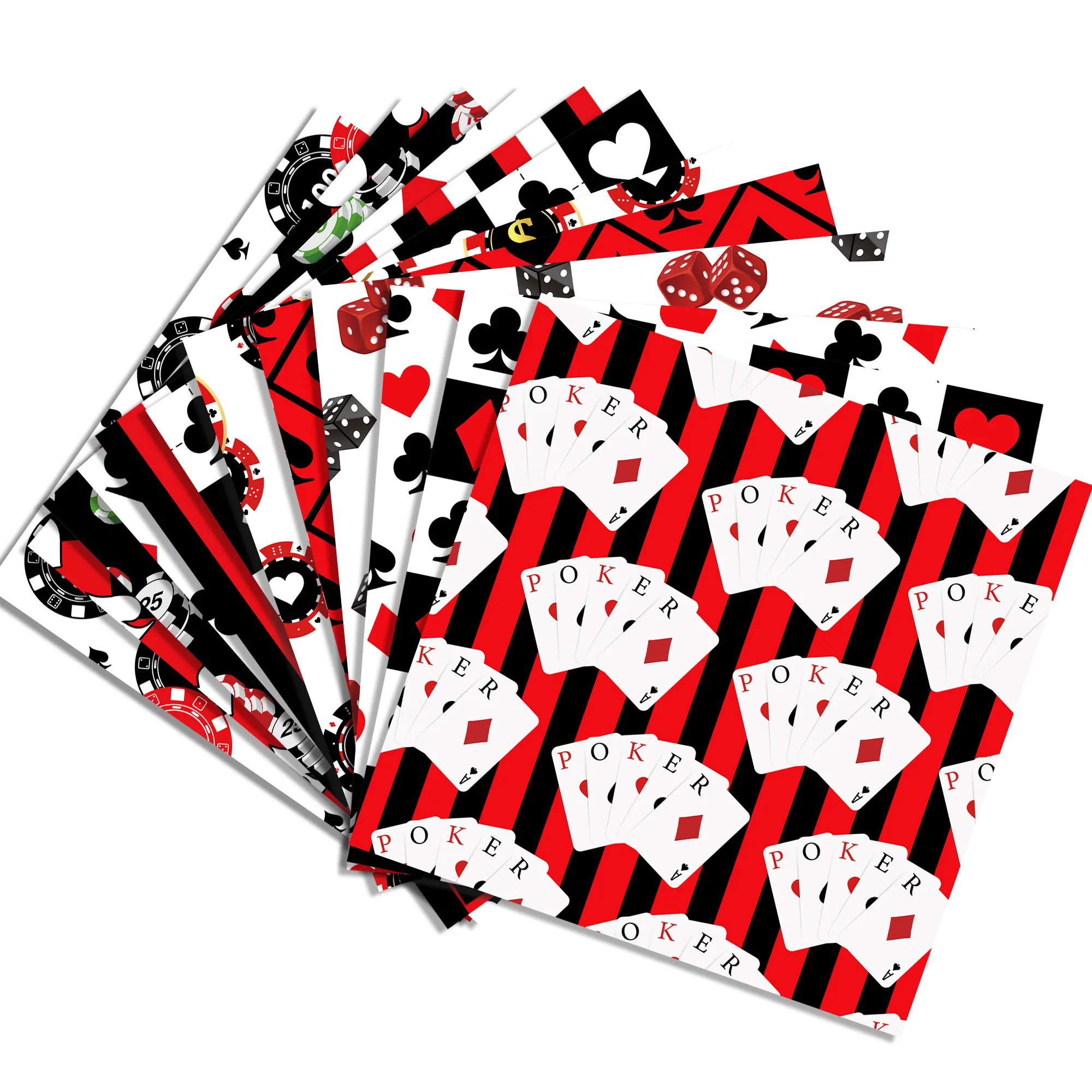 WW053 Casino Poker desen çift taraflı hediye sarma DIY koleksiyon defteri kağıdı çocuklar doğum günü partisi malzemeleri için