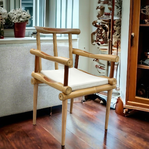 Silla de Patio Apilable de Bambú y Madera Sólida de Diseño Moderno y Lujoso para Uso en Jardín, Patio o Terraza de Villa - Product Image 1