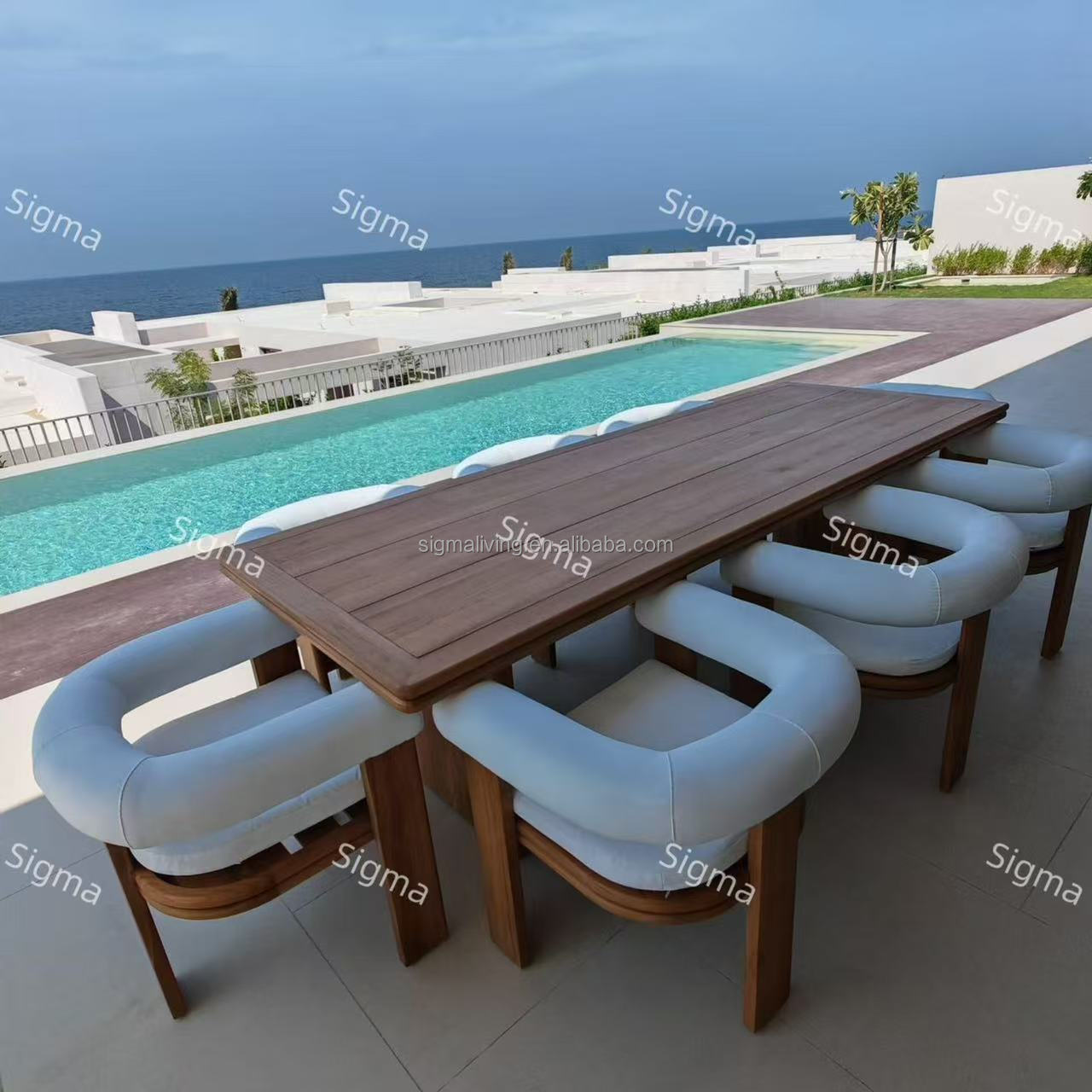 Outdoor Furniture Sofa Garden Teak Wood Sofa Set Outdoor Dinning Table with Chairs Set
