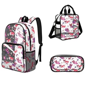 Juego de Mochila y Lonchera de PVC Transparente con Diseño Personalizado, Linda Mochila Escolar Transparente con Dibujos Animados de Fresas, Estuche para Lápices, 1 Pieza, Diseño Personalizado - Product Image 1