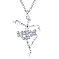 Collier pendentif danseuse de ballet avec chaîne à maillons et strass, bijou cadeau pour femmes et filles