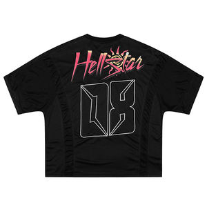 T-shirt de style rugby à manches courtes en jersey avec patchwork en maille imprimé et brodé personnalisable - Product Image 1