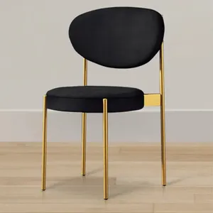 Chaises de Restaurant à coussin multifonctionnel de luxe, chaise de salle à manger en velours en acier inoxydable doré