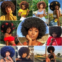 Wig Pinggiran Pendek untuk Wanita, Wig Ikal Afro Murah, Wig Bob Pendek dengan Poni Tebal 4a 4b 4c Afro Keriting