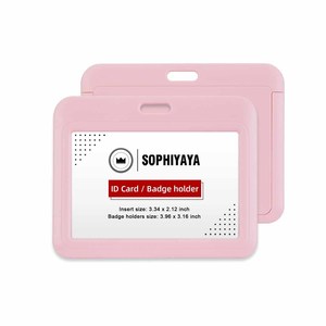 Porte-cartes rigides horizontaux en gros, avec couvercle coulissant vierge, badges nominatifs en plastique ABS à clipser, permis de travail, cartes d'identité des employés - Product Image 5