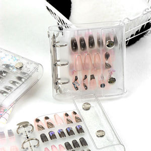 Organisateur de faux ongles A8 à 3 trous, collection de classeurs en PVC transparents, vide, pour le rangement et l'exposition des faux ongles, avec ruban adhésif pour ongles - Product Image 1