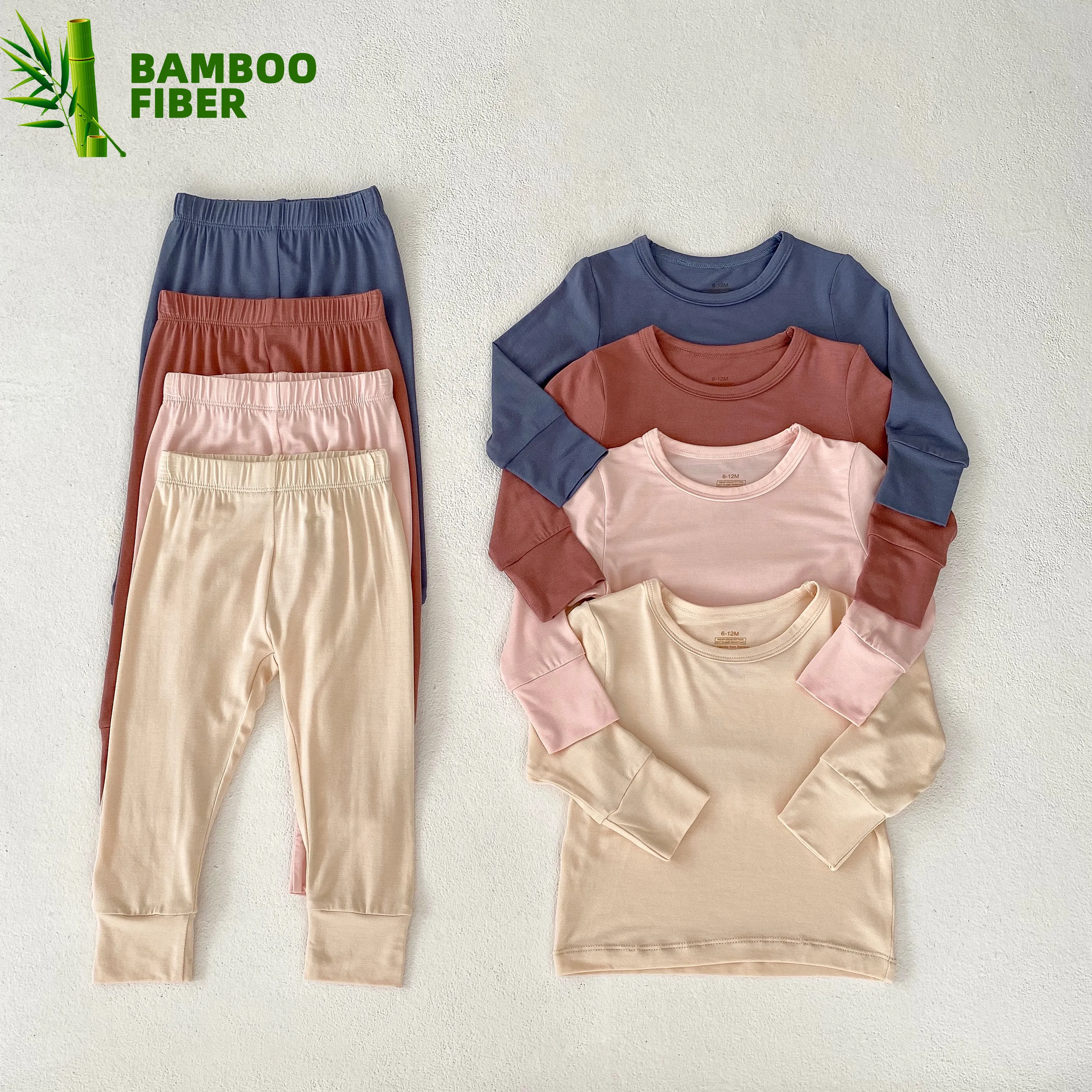 Engepapa bamboo baby pajamas clothing set Baby Clothes Solid Color suit boy and girl bamboo pajamas