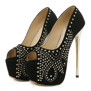 2025 New Women's Sexy Open Toe <b>Dancing</b> High <b>Heel</b> Sandals PU Breathable Anti-Slippery Rivet High Platform Pointed Toe Design - Product Image 6