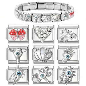 Italian Micro-inlaid Steel Bottom Module Creative DIY Fashion Charm <b>Bracelets</b> with Sweet Spliceable Jewelry Accessories - Product Image 5