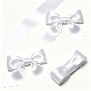 Élégant nœud en satin blanc uni, prêt à poser, pour bouquet de mariage minimaliste, coffret cadeau de fête prénuptiale, ornement floral - Product Image 6