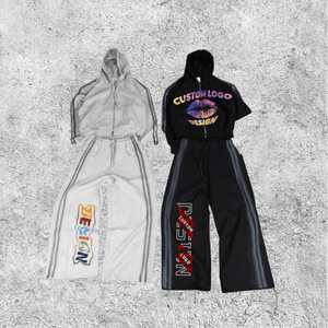 Ensemble survêtement décontracté personnalisé 2025, sweat-shirt à capuche et pantalon de survêtement à jambe droite, ensemble surdimensionné, délavage acide - Product Image 2