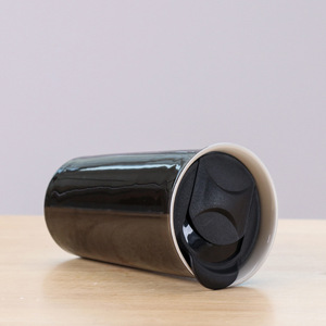 แก้วเซรามิกสองชั้น สีขาว ฝาปิดแบบเลื่อน แก้วน้ำเก็บอุณหภูมิ แก้วน้ำสำหรับเดินทาง แก้วน้ำสำหรับสำนักงาน ชุดของขวัญ - Product Image 3