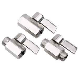 Mini-vanne à boisseau sphérique en acier inoxydable, port interne/externe fileté 3/8 po pour utilisation industrielle eau/air - Product Image 1