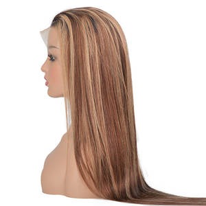 Peluca de cabello humano Rubio, 30 pulgadas, largo, liso, marrón, 13x4, encaje transparente resaltado, 10a, realce, cuerpo ondulado - Product Image 2