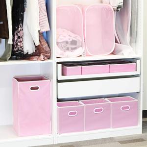 Boîtes de rangement pliables en tissu de 11 pouces avec poignées, cubes de rangement roses légers et durables pour placard - Product Image 6