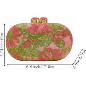 Women Vintage Floral Formal Clutch <b>Purse</b> Chic Golden Outline Evening Bag Detachable Chain Handbag for Wedding Dating - Product Image 6
