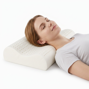 Natural Latex <b>Neck</b> <b>Pillow</b> Breathable Ergonomic <b>Support</b> Solid Color Minimalist Design Cooling Removable Cover Modern - Product Image 3