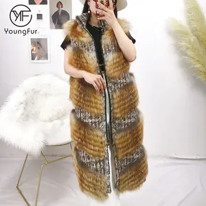 Autumn Winter Fashion Style Women's Raccoon Fur Gilets Top Quality Fox Fur Long Vest New Arrival Sleeveless Coat