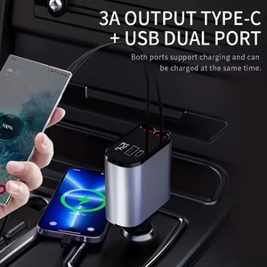 Nuovo Caricabatterie per Auto Portatile 4 <span class=keywords><strong>in</strong></span> 1 Personalizzabile all'Ingrosso, Adattatore di Ricarica Rapida Retrattile Tipo <span class=keywords><strong>C</strong></span> per iPhone e Android - Product Image 3