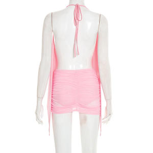 ชุดเดรสลำลองผู้หญิง Viviblook รุ่น D26DS041 แบบใหม่ เซ็กซี่ ผ้าตาข่าย สายคล้องคอ เปิดหลัง ชุดมินิเดรสสำหรับงานปาร์ตี้ - Product Image 5