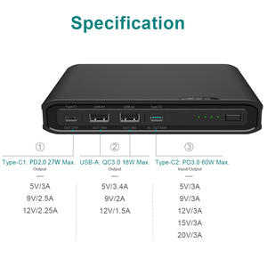 중국 소형 휴대용 리튬 배터리 팩 PB4024 USB QC3.0 18W Type-C PD 60W 노트북 용 미니 업 - Product Image 2
