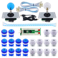 SHIJING - Kit de Controlador de Juegos Arcade de 2 Jugadores con Cero Retraso, Botones LED Personalizables con Logotipo, Joystick de 8 Direcciones, Cable Codificador USB con Cable para PC