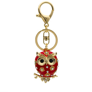 Porte-clés hibou tendance en métal plaqué or avec chaînes et cristaux scintillants, pendentif pour sac ou voiture - Product Image 6