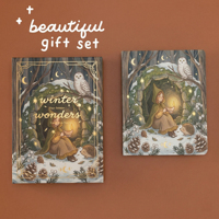 Ensemble de carnets de notes LABON Winter Wonders Luxury A5 à points, papier anti-transfert 160 g/m², bords imprimés, illustrations fantaisistes