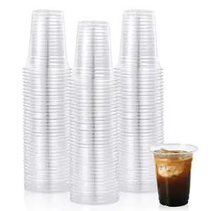 Meilleure vente de tasse à café et de jus de boisson froide jetable de 24 oz avec couvercle plat