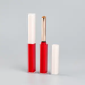 Hochwertiger goldener luxuriöser Lippenstift-Rohr quadratischer Kunststoff-Lipbalsambehälter mit Siebdruck und Heißprägung leere Verpackung