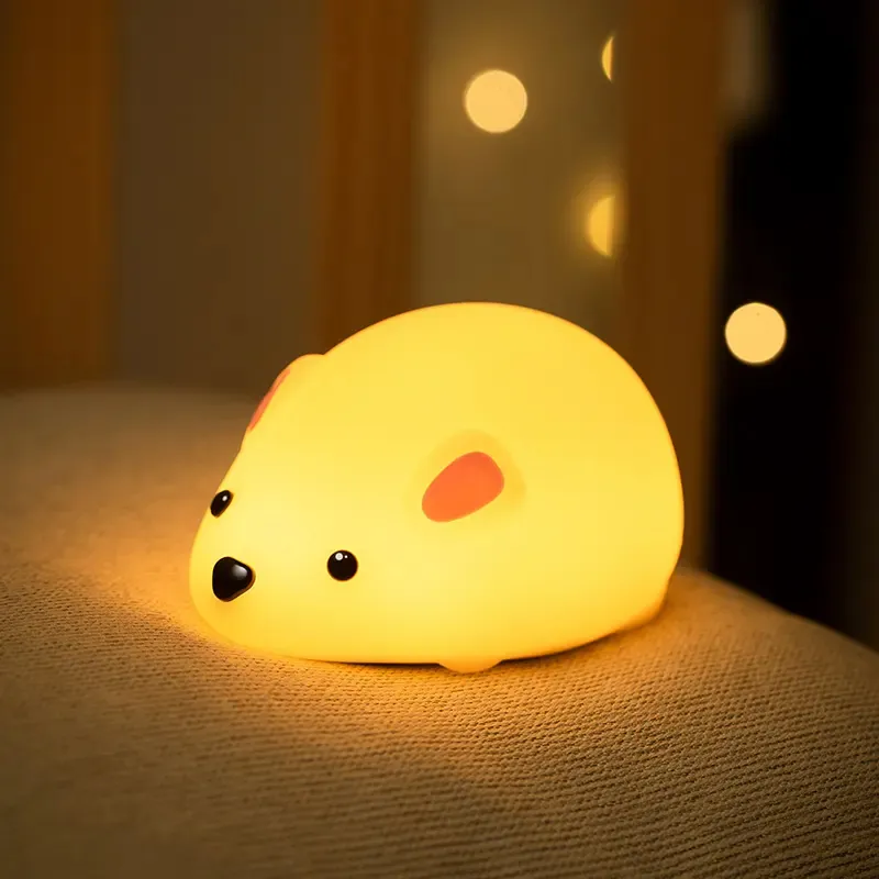 Yizhi Creatief Ontwerp Bed Schattige Siliconen Lamp Cartoon Dier Baby Slapen Led Muis Nachtlampje Voor Kinderkamer