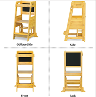 Tour d'apprentissage pliable réglable en bambou pour enfants, idéale pour l'entrée et la chambre, tour d'aide de cuisine en bois pour tout-petits