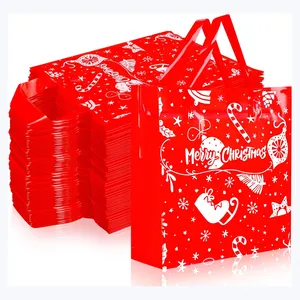 Impresión personalizada Pastel de vacaciones Galletas Dulces Regalo Mango bolsas de compras sacos de Santa bolsa de dulces embalaje de plástico de Navidad