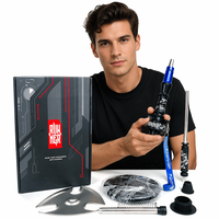 Chicha Narghile Sheesha en acier inoxydable avec base triangulaire, ensemble complet avec tuyau externe et design monotube, bouteille de chicha complète