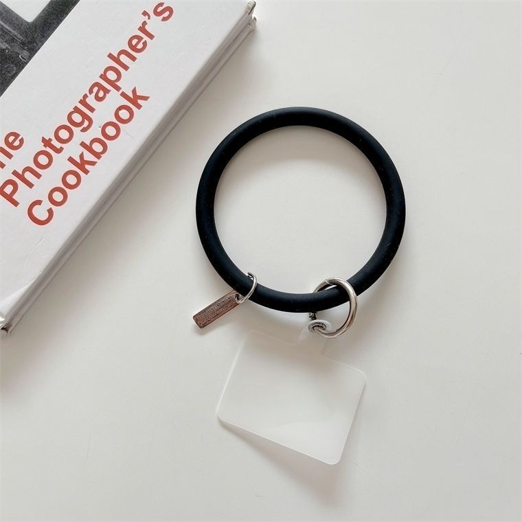 Creative Candy Color Round Ring Lightweight Silicone Wristband Cellphone Case Circular Hanging Rope Pendant Keyring with Pad