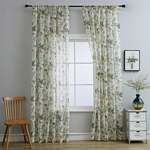 Rideaux floraux transparents XinLan avec voilages de rideaux de conception imprimée pour le salon, rideaux de fenêtre filtrant la lumière de poche de tige - Product Image 3