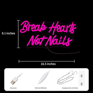 Letrero LED de Neón Profesional Personalizado con el Logotipo 'Break Hearts Not Nails' para Decoración de Pared de Salón de Uñas o Estudio - Product Image 2