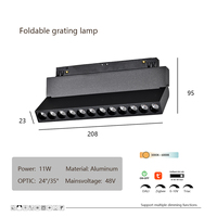 Projecteurs sur rail intelligents 48V à LED COB modernes en aluminium, à fixation magnétique intégrée, 6W/11W, pliables, avec grille magnétique