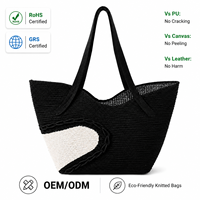 Tissu écologique de haute qualité, motifs personnalisés luxueux, sac à main noir de grande taille pour femmes