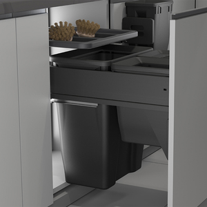Poubelle de cuisine moderne à deux compartiments en plastique, avec poubelle intégrée pour armoire de cuisine - Product Image 5