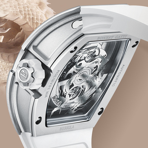 Montre mécanique automatique Bonest Gatti pour homme, modèle Hardcore Machine, dragon doré givré, bracelet en caoutchouc, étanche 30M - Product Image 4