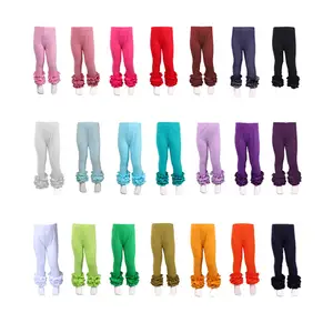 Нет минимального заказа в наличии, Детские разноцветные хлопковые леггинсы для маленьких девочек, простые дешевые штаны с оборками